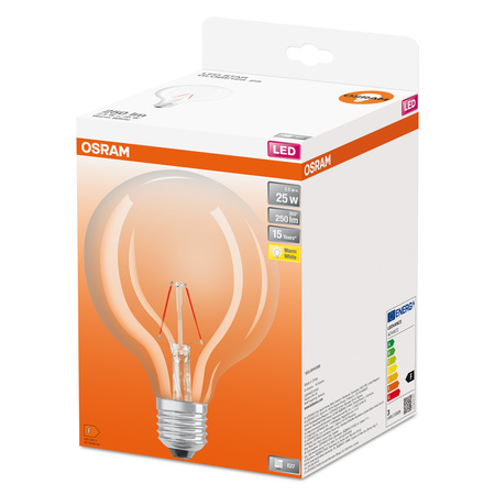Żarówka LED G125 Kula E27 2.5W = 25W 250lm 2700K Ciepła 300° Retrofit Filament CLASSIC Osram