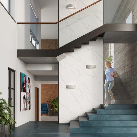 Lampa Ścienna Kinkiet E27 Półokrągła Szara Nowoczesna Atena Sollux