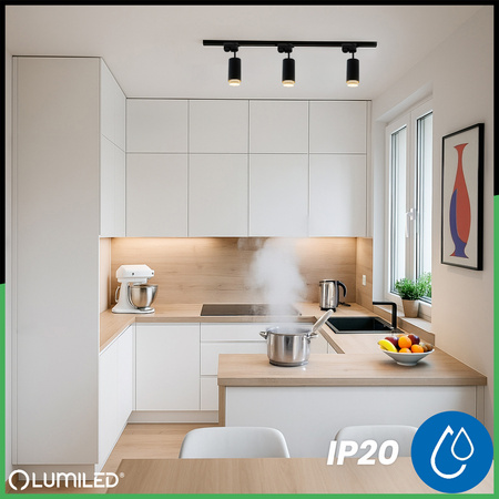 ZESTAW Szynoprzewód Listwa Szyna 1m + 3x Lampa Sufitowa Reflektor GU10 Oświetlenie Szynowe LUMILED