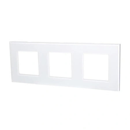 Ramka SZKLANA do gniazda biała potrójna