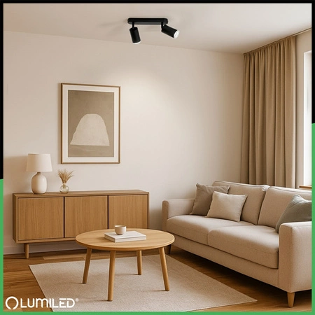 Lampa Sufitowa Reflektor LED Spot 2x GU10 IP44 ADERO Czarna Lumiled