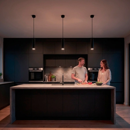 Lampa Wisząca Sufitowa LED GU10 Żyrandol Reflektor Tuba Zwis IP44 ADERO Czarny LUMILED