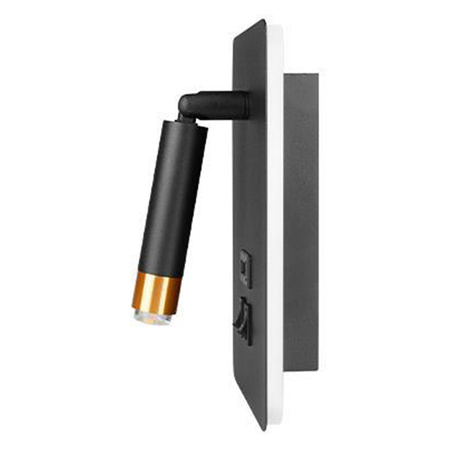 Lampa Ścienna Reflektor Kinkiet Spot do Czytania G9 + LED 4000K USB-A USB-C Czarny Złoty Masterled