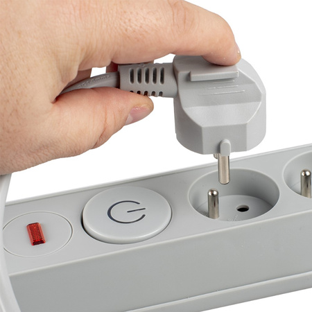 Przedłużacz z Układem Przeciwprzepięciowym 3M 5GN Sieciowy Szary Listwa Zasilająca + Wyłącznik