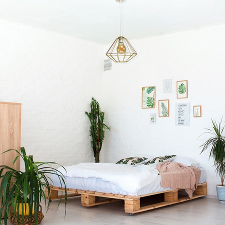 Lampa wisząca LUPO 1xE27 Geometryczny Kształt Loft Biała Złota MLP6266 Milagro Metal