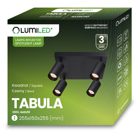 Lampa Sufitowa Plafon SPOT TUBA Reflektor Oprawa Halogenowa 4x GU10 TABULA LUMILED