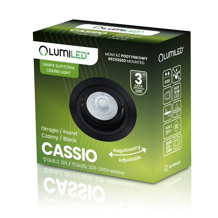 Oprawa HALOGENOWA Podtynkowa Ruchoma GU10 MR16 Okrągła Czarna CASSIO LUMILED