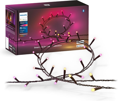 Lampki Choinkowe Zewnetrzne LED 20m 14W 250LED IP44 Girlanda White and Color Ambiance RGB + TW Inteligentna SMART Zigbee Bluetooth Festavia Philips HUE