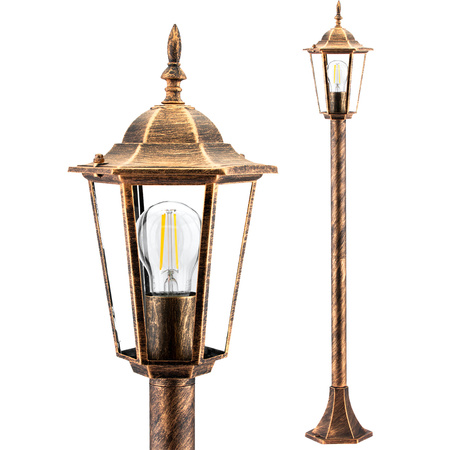 Lampa Ogrodowa Zewnętrzny E27 Niski SŁUPEK LATARNIA 110cm Patyna BELLIS LUMILED