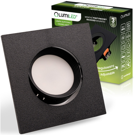 Oprawa Halogenowa Podtynkowa Ruchoma Kwadratowa Czarna GU10 MR16 VENTUS Lumiled