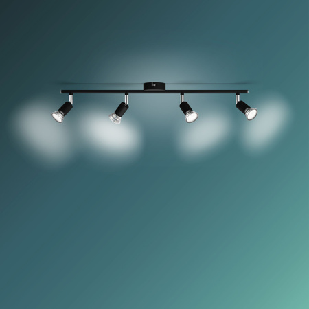 Lampa Sufitowa Reflektor Natynkowy 4x GU10 Czarna Limbali Philips