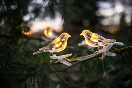 Girlanda Solarna Ogrodowa Łańcuch Świetlny Ptaki Na Klips 3,2m IP44 Ciepła