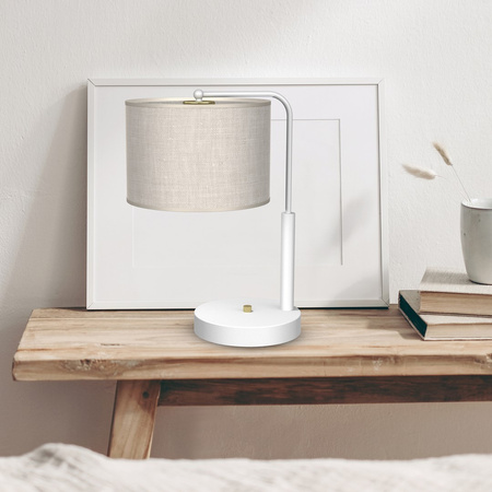 Lampka Biurkowa Stołowa LINO Biała Lniana 1xE27 Milagro