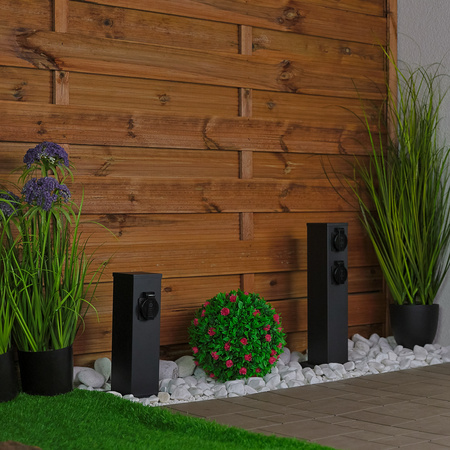 Słupek Ogrodowy IBERI Zewnętrzny Stojący 230V 40cm 4x Gniazdo Sieciowe LUMILED