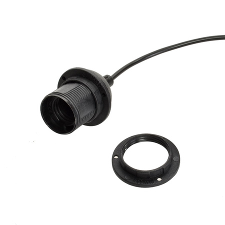 Lampa wisząca TERRA 1xE27 Czarny Abażur Drewno Milagro MLP6290 Metal + Tkanina + Drewno