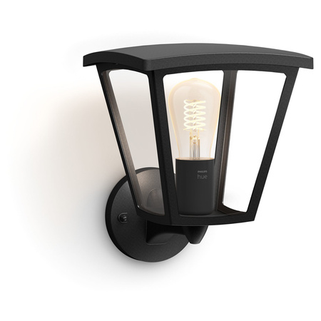 Lampa Ogrodowa LED Kinkiet Elewacyjny INARA E27 IP44 Latarnia do Góry Czarna PHILIPS HUE