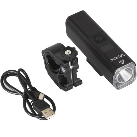 Lampka Latarka Rowerowa Światło Przód LED USB z Akumulatorem 6 Trybów Świecenia VAYOX
