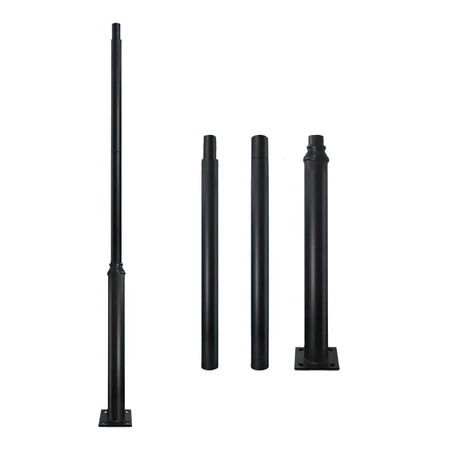 Słup Maszt Oświetleniowy Składany do Lamp Ulicznych Latarni z Oknem Rewizyjnym 3m fi60 Czarny KOBI