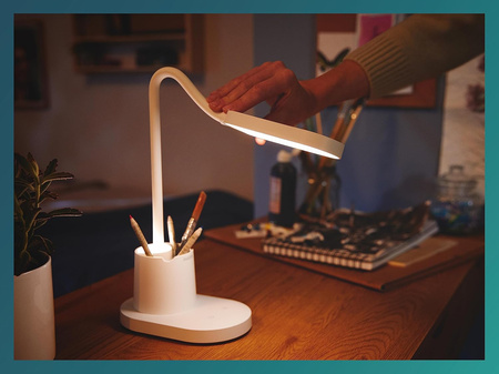 Lampka Biurkowa LED 7W 200lm 3000-5700K CCT USB Biała Ściemnialna Dotykowa Bucket Philips