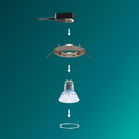 3x Oprawa Podtynkowa Wpuszczana LED GU10 Ruchoma Aluminiowa Okrągła Nikiel Peridot Philips