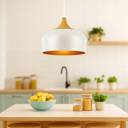 Lampa Sufitowa Oprawa Wisząca Zwis E27 Biała Złota Brązowa Lumina Masterled