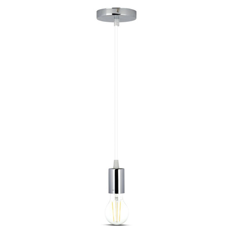 Lampa Wisząca Oprawa E27 Chromowy klosz z białym kablem VT-7338 V-TAC