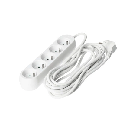 Przedłużacz Sieciowy Wtyk 5x Gniazdo z Uziemieniem Listwa Zasilająca 5m Biały Linea Kobi