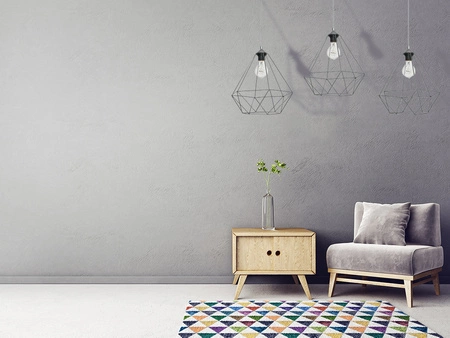 Lampa wisząca BASKET 3xE27 Geometryczny Kształt Loft Szara Koszyk Diament MLP7217 Metal