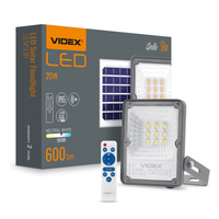 Naświetlacz Lampa Solarna z Czujnikiem 20W 600lm 5000K Neutralna 90° 3.2V IP65 IK07 Natynkowy Szary VIDEX