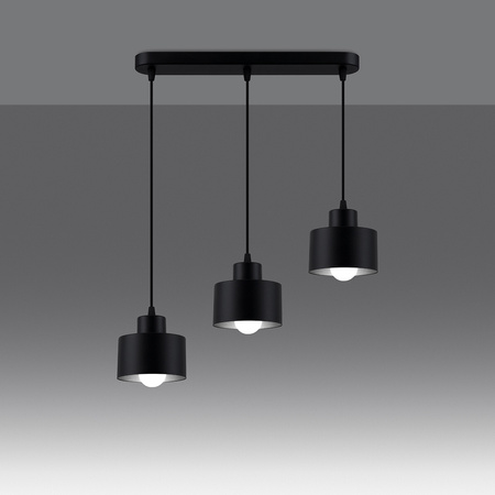 Lampa Sufitowa Wisząca Zwis 3x E27 Geometryczna Czarna Nowoczesna Savar Sollux