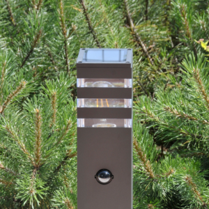 Lampa Ogrodowa Zewnętrzna TEKSAS 44 E27 IP44 Czujnik Słupek Grafitowa GOLDLUX (Polux)