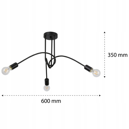 Żyrandol Lampa Oprawa Wisząca Sufitowa Dekoracyjny 3x E27 Czarny Nido Masterled