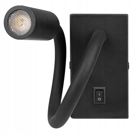 Lampa Ścienna LED Elastyczny Kinkiet do Czytania LEO 3W 4000K Czarny