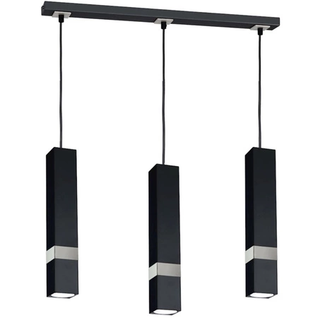 Lampa wisząca Tuba Zwis VIDAR Czarny + srebrny 3x GU10 Milagro Metal Styl nowoczesny
