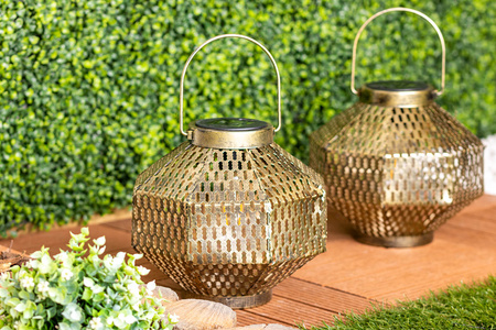 Lampa LED solarna Lampion ogrodowa filament LATARENKA wisząca metalowa miedziana