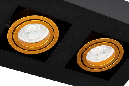 Oprawa Natynkowa HALOGENOWA Ruchoma 2x GU10 Prostokątna Czarna 85mm NEMO