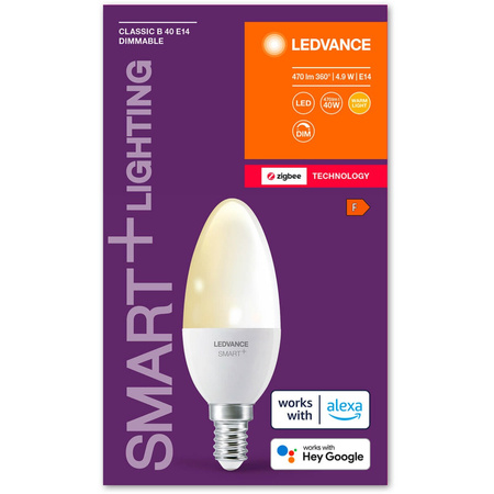 Żarówka LED E14 Tradycyjna 4.9W = 40W 470lm 2700K Ciepła Ściemnialna SMART+ ZigBee Classic Ledvance