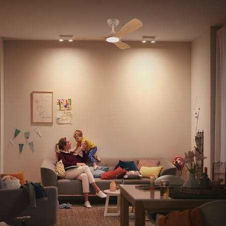 Wentylator Sufitowy 28W Lampa Sufitowa LED 24W 2650lm 3000/4300/6500K CCT Biała Brązowa + Pilot Olas Philips