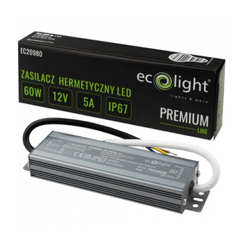 Zasilacz LED Hermetyczny IP67 60W 12V Premium Ecolight