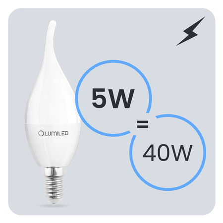 Żarówka LED E14 Świeczka BA35 5W = 40W 470lm 4000K Neutralna 180° LUMILED