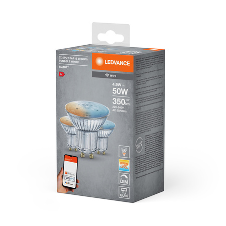 Żarówka LED GU10 Reflektor 4.9W = 50W 350lm CCT Ściemnialna SMART+ WiFi Ledvance