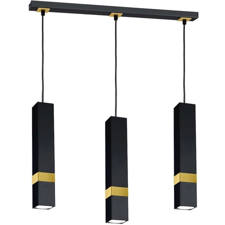 Lampa wisząca Tuba Zwis VIDAR Czarny + złoty 3x GU10 Milagro Metal Styl nowoczesny