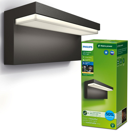 Kinkiet Ogrodowy Lampa Elewacyjna Zewnętrzna LED 3.8W 800lm 2700K Antracyt Bustan Ultra Efficient Philips