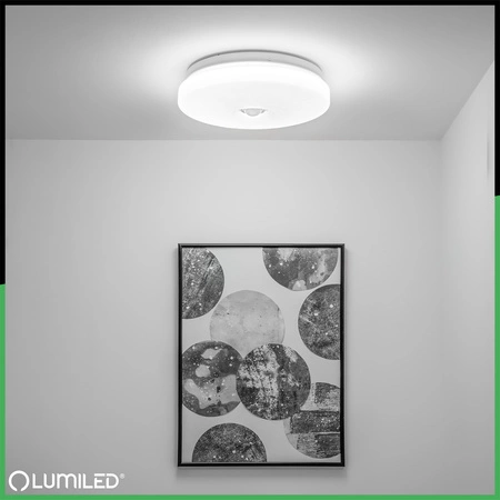 Plafon LED Lampa Sufitowa Natynkowa 24W NOTUS 2 Okrągły Czujnik Ruchu IP44 33 cm LUMILED