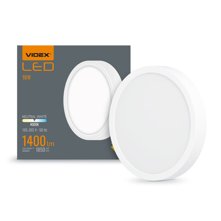 Panel LED Oprawa Natynkowa Plafon 18W 1850lm 4000K Neutralna Biała Videx