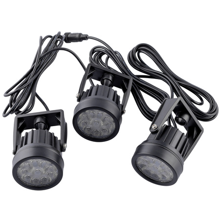 Lampa Solarna Ogrodowa LED 3000K IP65 Wbijana Czarna Kierunkowa 3x Reflektor RAGUS LUMILED