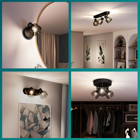 Lampa Sufitowa Reflektor 4x E14 LED Czarna Sleet Philips