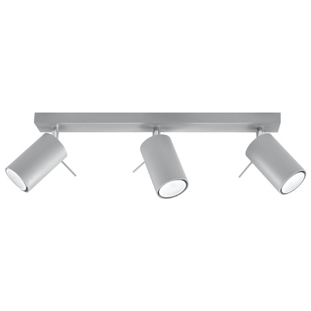 Lampa Sufitowa Oprawa Natynkowa 3x GU10 SPOT TUBA Reflektor Ruchoma Minimalistyczna Tubularna Szara Nowoczesna Ring Sollux