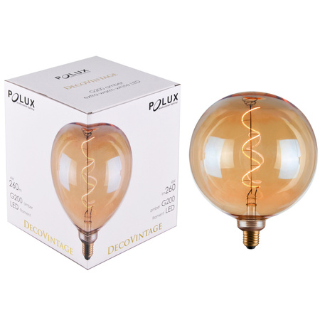 Żarówka Dekoracyjna LED E27 FILAMENT G200 4W 260lm 1800K Ciepła 320° DecoVintage Amber GOLDLUX (Polux)