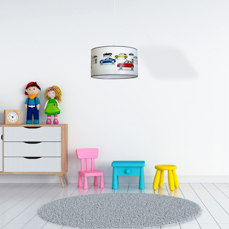 Lampa wisząca CARS 1xE27 Dziecięca Samochody Okrągła MLP851 Milagro Metal + PCV